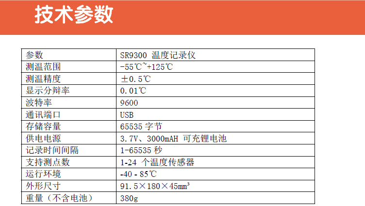 SR9300B手持式温度记录仪技术参数