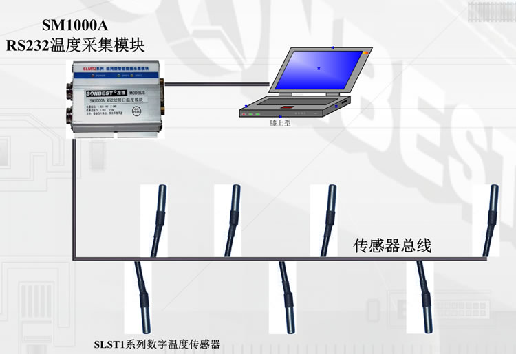 RS232串口智能温度数据采集模块(SM1000A,RS232温度模块,数据,采集,DS18B20模块,DS18B20温度采集模块，DS18B20变送器,串口温度模块|SM1000A)