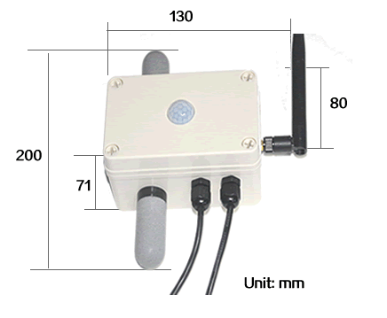 [SZ3992]ZIGBEE无线大棚专用五合一传感器外形尺寸