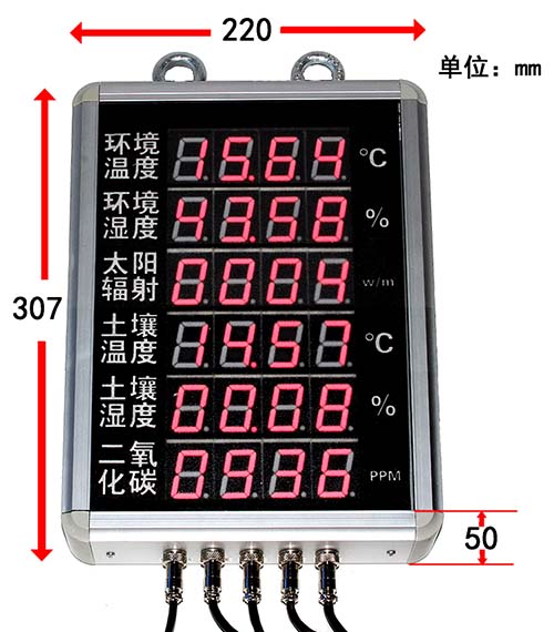 SD8603B大屏LED显示温湿度、CO2、土壤水分温度、太阳辐射显示仪工业级
